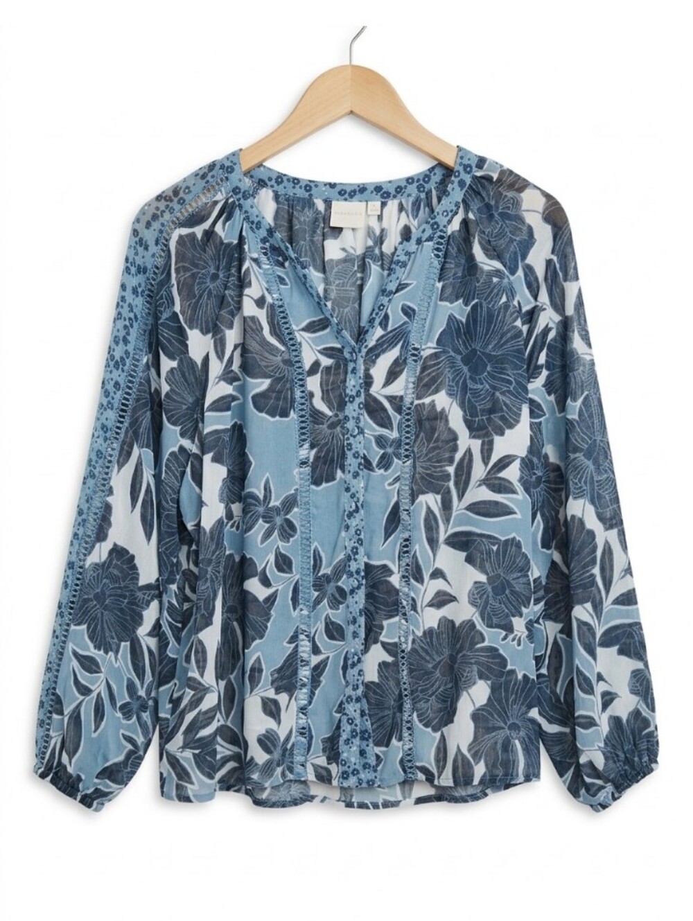 Zac & Rachel Boho Romantic Floral Lace Sheer Coastal Top - Picture 1 of 10